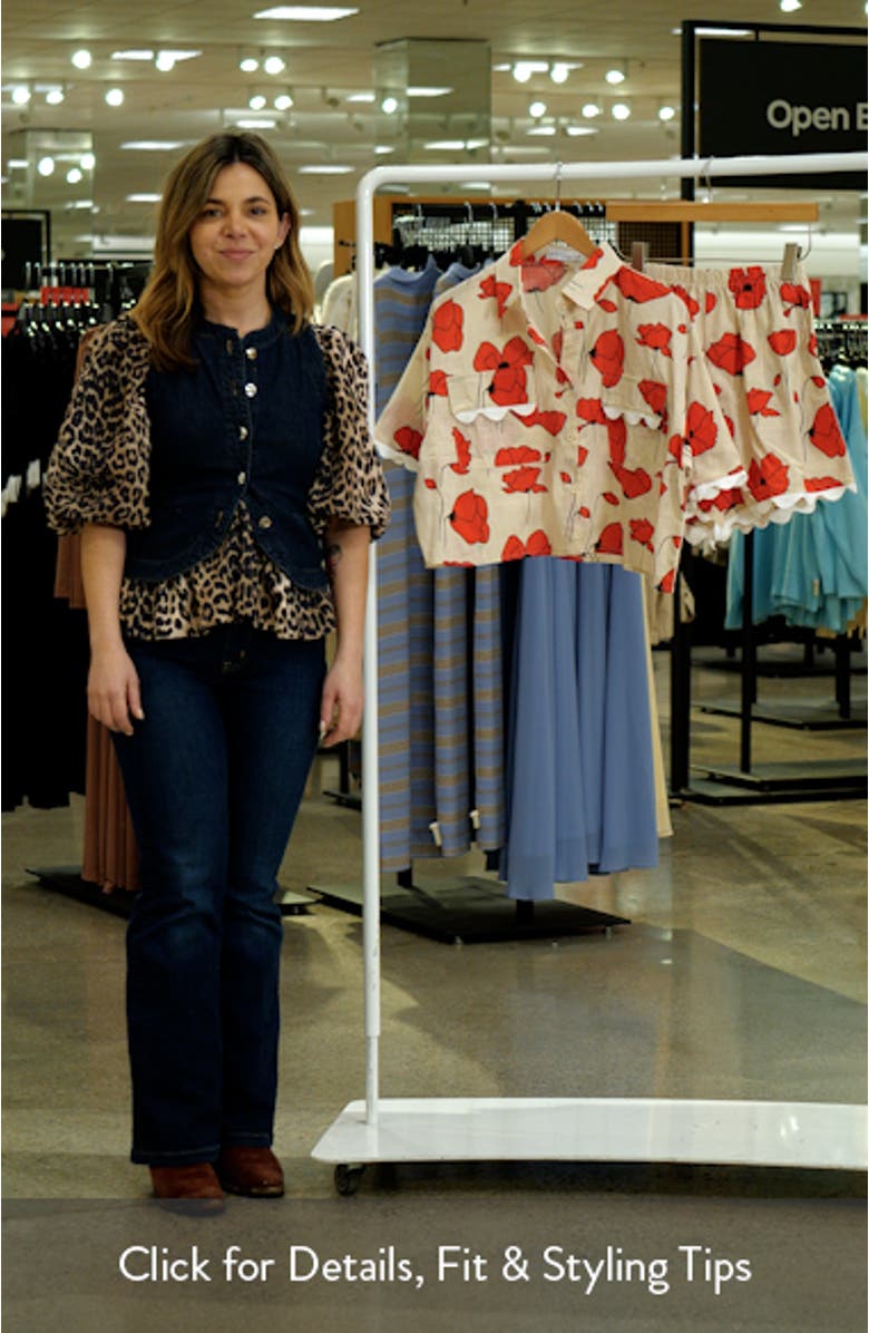 Sallio Floral Rickrack Trim Shirt & Shorts Set, sales video thumbnail