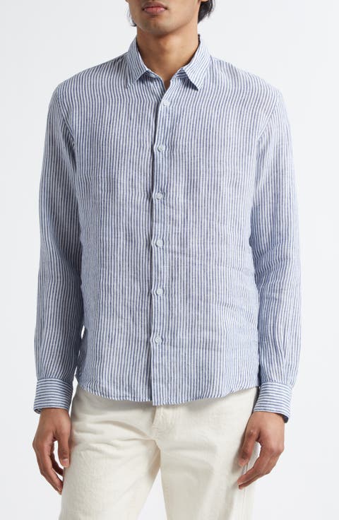 Long Sleeve Linen Button-Up Shirt