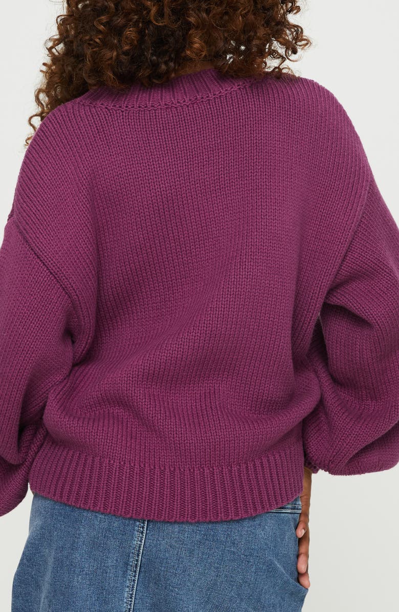 Princess Polly Harmony Balloon Sleeve Sweater, Alternate, color, Burgundy