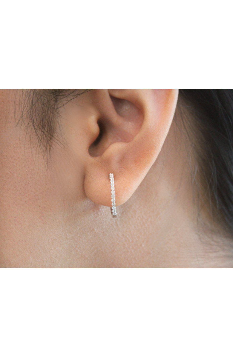 LuvMyJewelry Evangeline Halfway Diamond Set Huggie Hoop Earrings in 14K Gold, Alternate, color, 14K White Gold