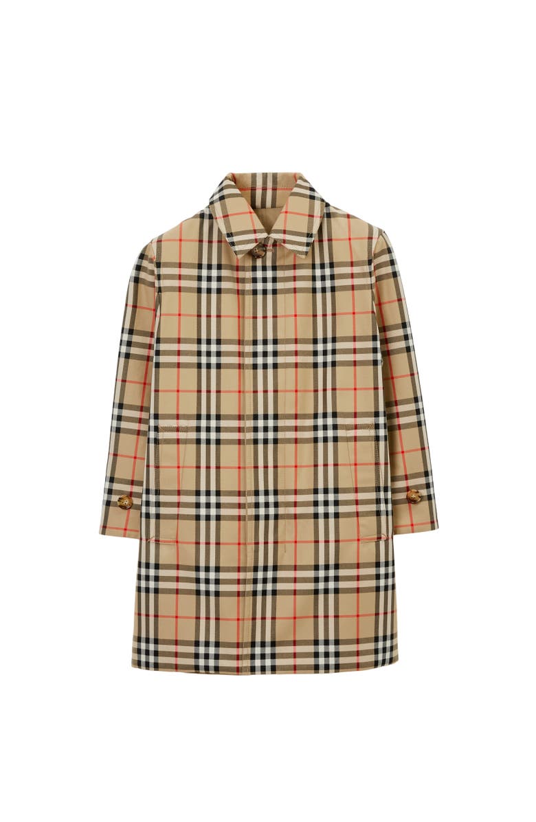 Burberry Reversible Check Gabardine Car Coat, Alternate, color, Archive Beige