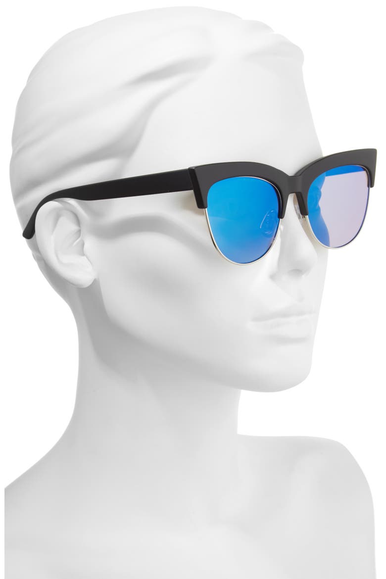 55mm Cat Eye Sunglasses, Alternate, color, BLACK/ BLUE