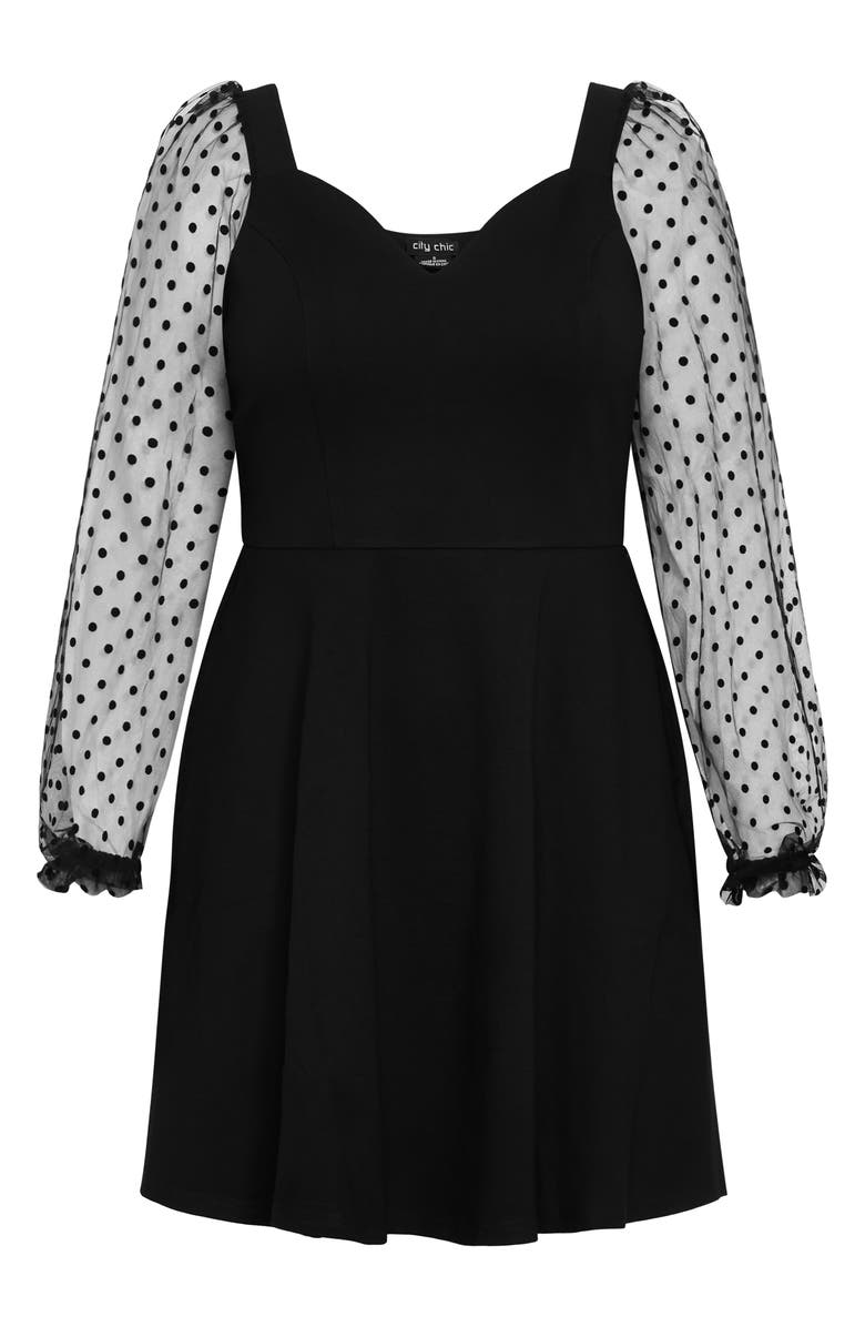 City Chic Asher Sheer Sleeve Dress, Alternate, color, 