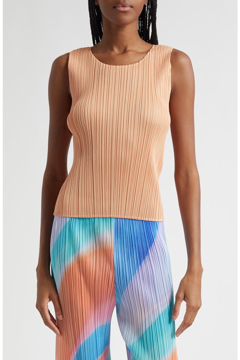 Monthly Colors August Pleated Shell, Main, color, ORANGE/ CORAL STRIPE