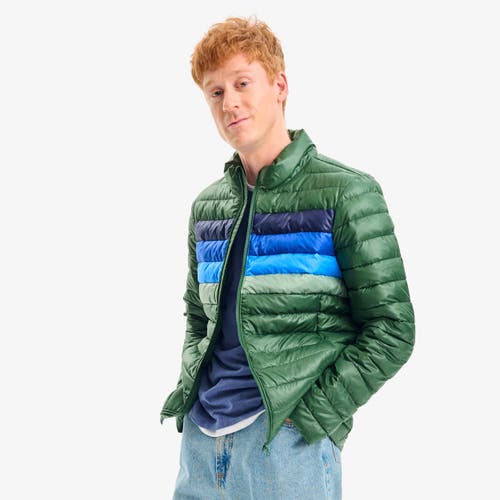 PRIMARY PRIMARY GROWN-UPS PUFFER JACKET IN STRIPE 