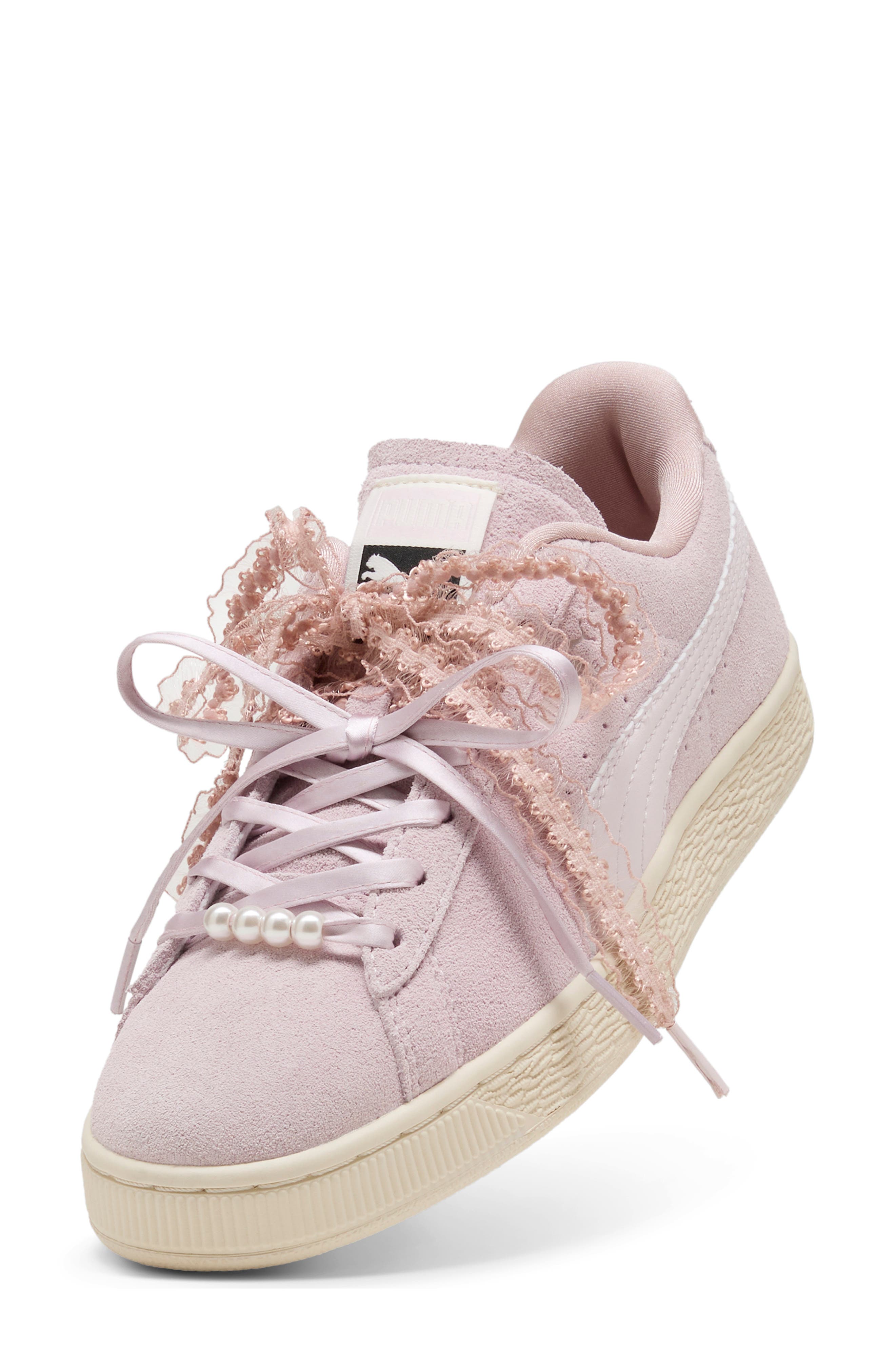 Suede Bloom Sneaker, Alternate, color, MISTY PINK/ POWDER PINK