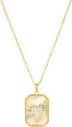 MARLYN SCHIFF Pavé Heart Etched Tag Pendant Necklace