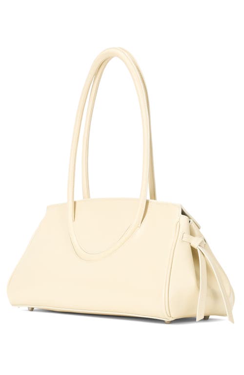 Staud Maude Fold-over Flap Leather Shoulder Bag In Cream