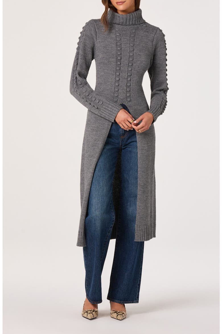 Textured Maxi Turtleneck Sweater, Main, color, HEATHER CHARCOAL
