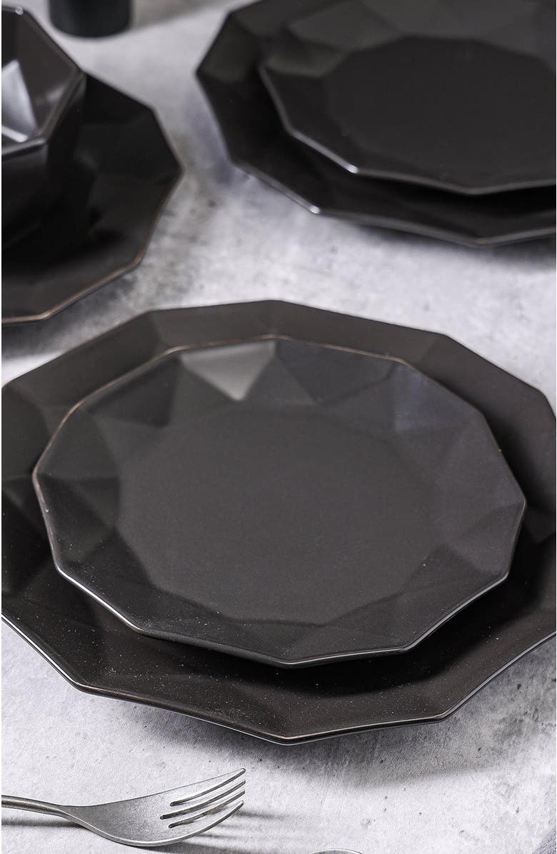 Stone Lain Jamie Porcelain 16-Piece Dinnerware Set, Alternate, color, Black