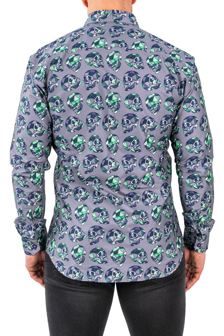 Fibonacci Skullpatch Contemporary Fit Button-Up Shirt, Alternate, color, GREY