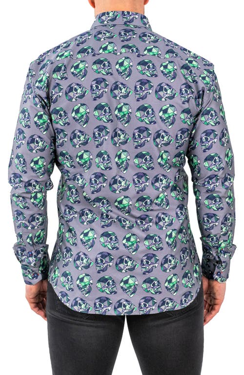 Maceoo Fibonacci Skullpatch Contemporary Fit Button-up Shirt In Grey