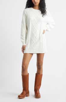 BP. Long Sleeve Cable Knit Sweater Dress