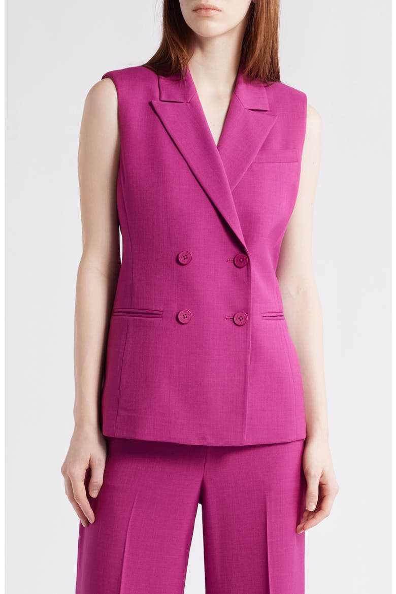 Double Breasted Long Vest, Main, color, WILD BERRY