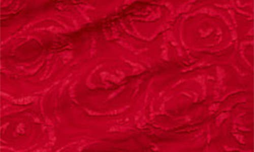 Blu Pepper Floral Jacquard Puff Sleeve Minidress In Red
