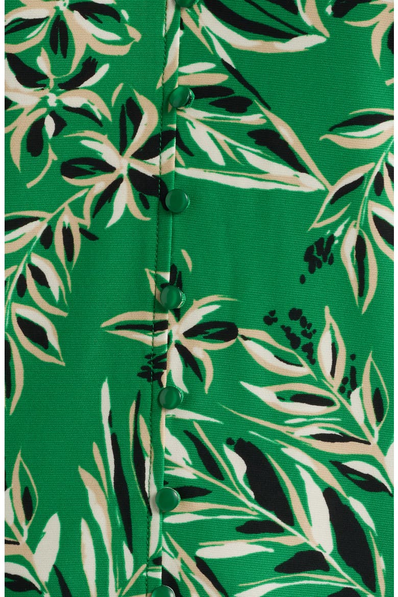 Tropical Floral V-Neck Button-Up Knit Top, Alternate, color, TROPICAL GREEN MULTI