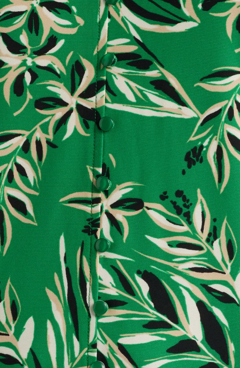 AK ANNE KLEIN Tropical Floral V-Neck Button-Up Knit Top, Alternate, color, 