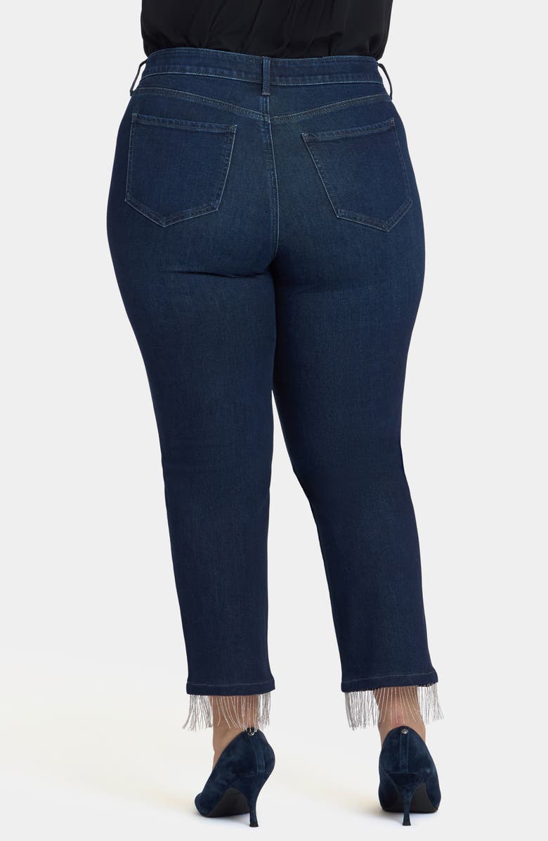 NYDJ Marilyn Beaded Fringe Ankle Straight Leg Jeans, Alternate, color, Blacken Blue