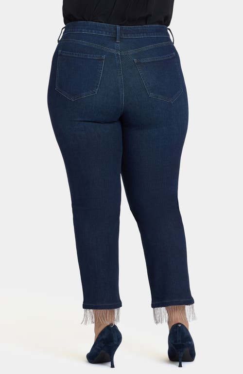 Nydj Marilyn Beaded Fringe Ankle Straight Leg Jeans In Blue