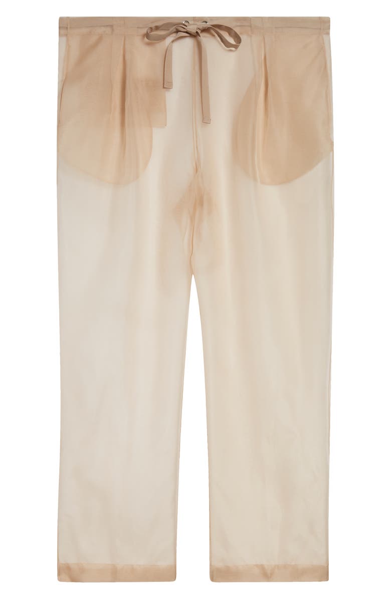 Khaite Trenton Sheer Silk Blend Organza Drawstring Pants, Alternate, color, Beige