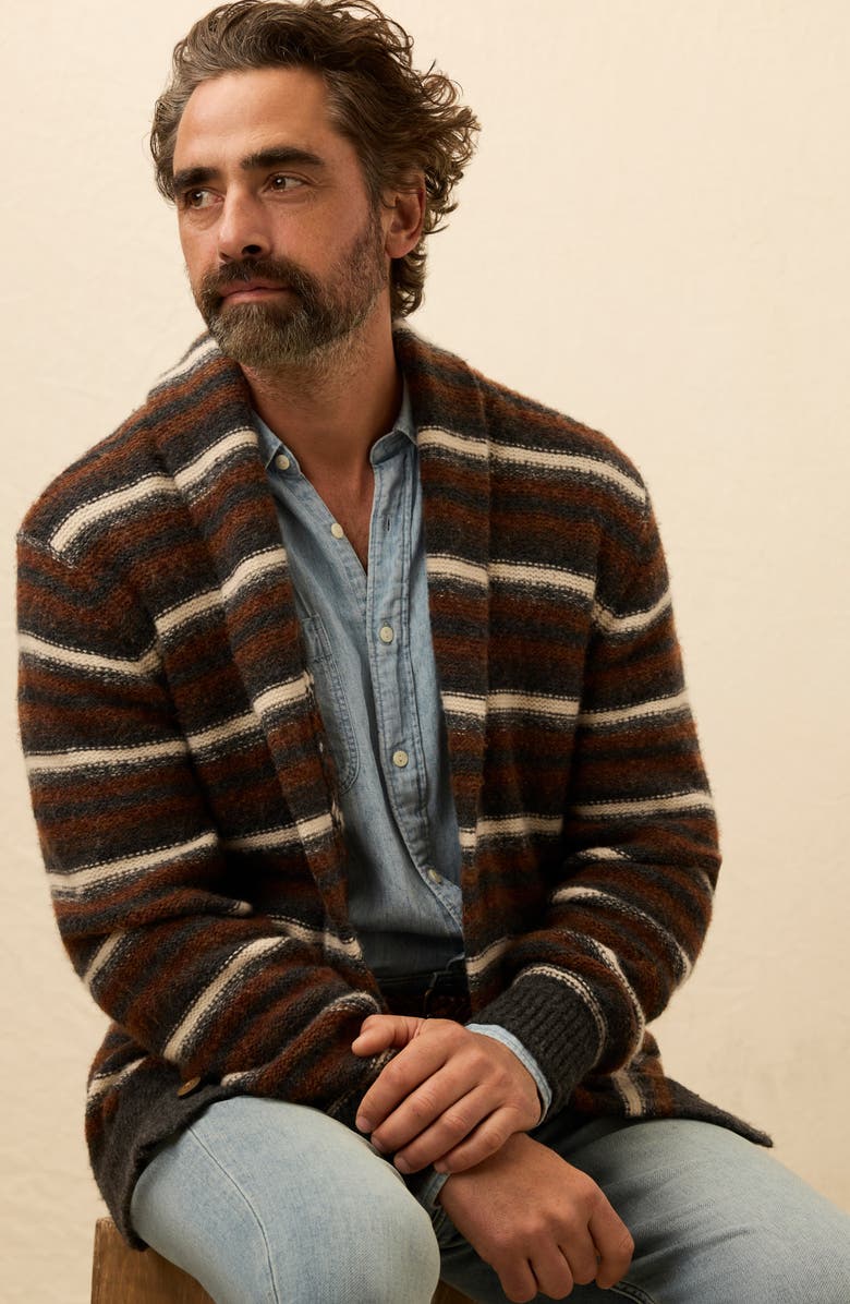 Faherty Stripe Merino Wool Blend Cardigan, Alternate, color, Rocky Peak Stripe