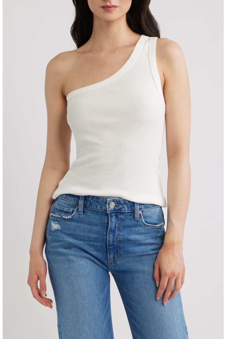 Eve Cotton Rib One-Shoulder Tank, Main, color, WHITE
