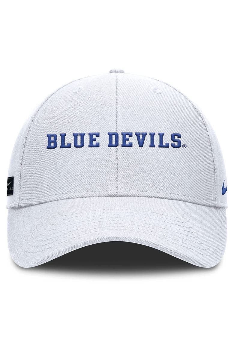 Men's Nike White Duke Blue Devils 2025 On-Field Rise Performance Adjustable Hat, Alternate, color, White