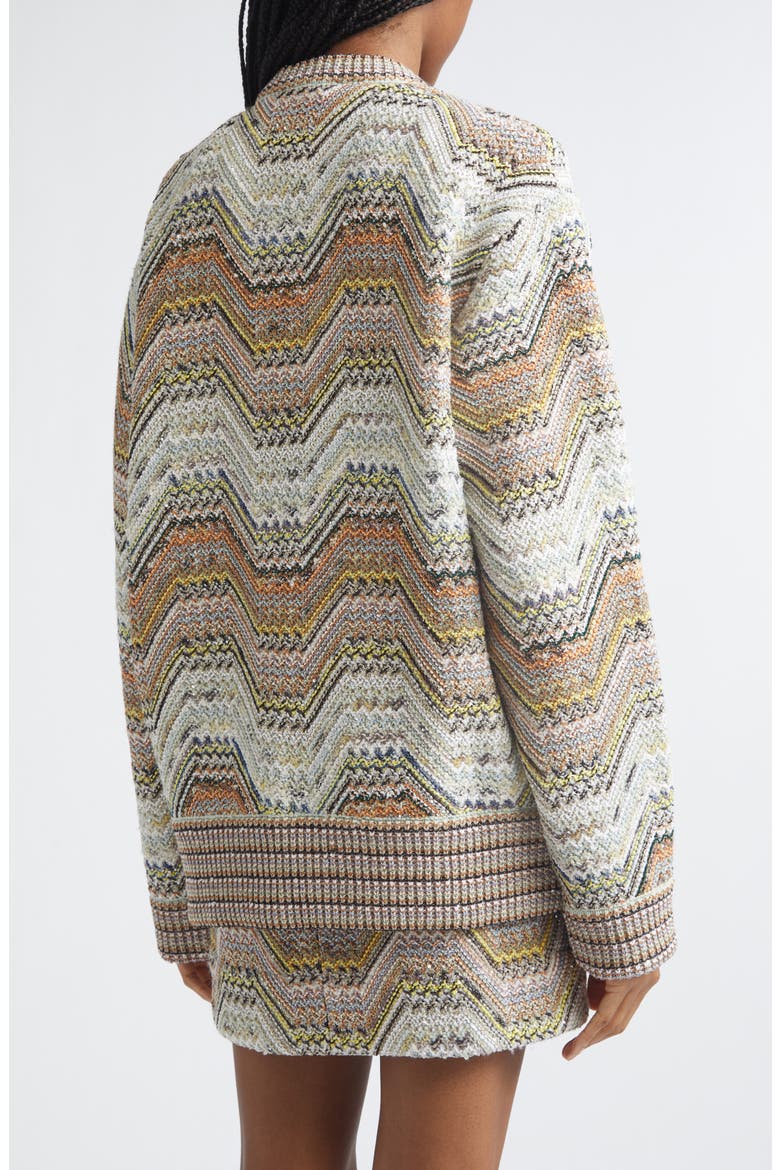 Metallic Zigzag Sequin Cardigan, Alternate, color, BEIGE MULTI