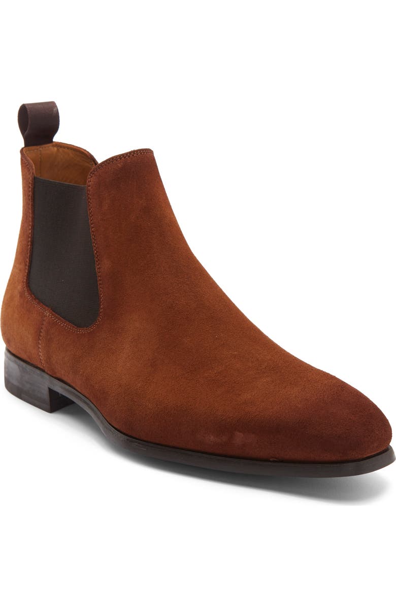 Magnanni Shaw Suede Chelsea Boot, Main, color, Cognac