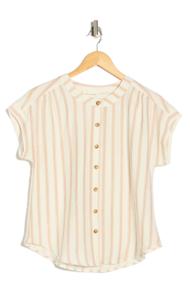 Blu Pepper Stripe Button-Up Shirt, Alternate, color, Khaki