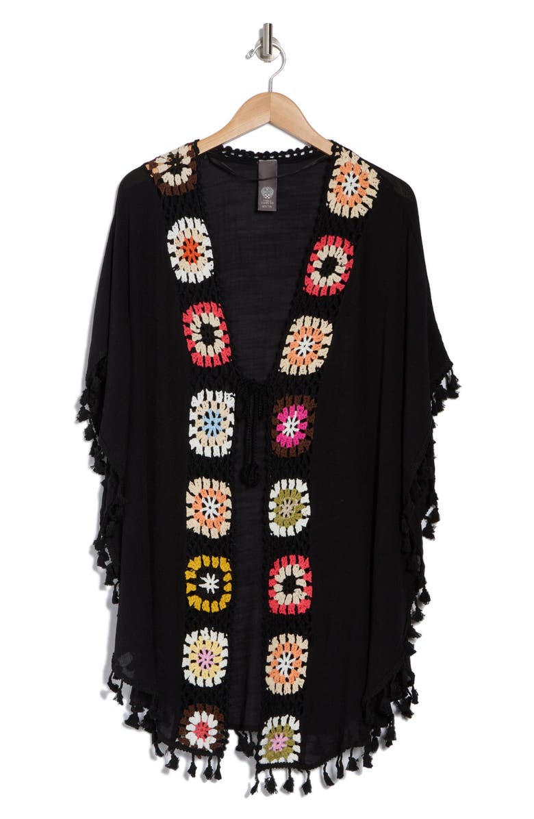 Vince Camuto Crocheted Square Tie Waist Ruana, Alternate, color,