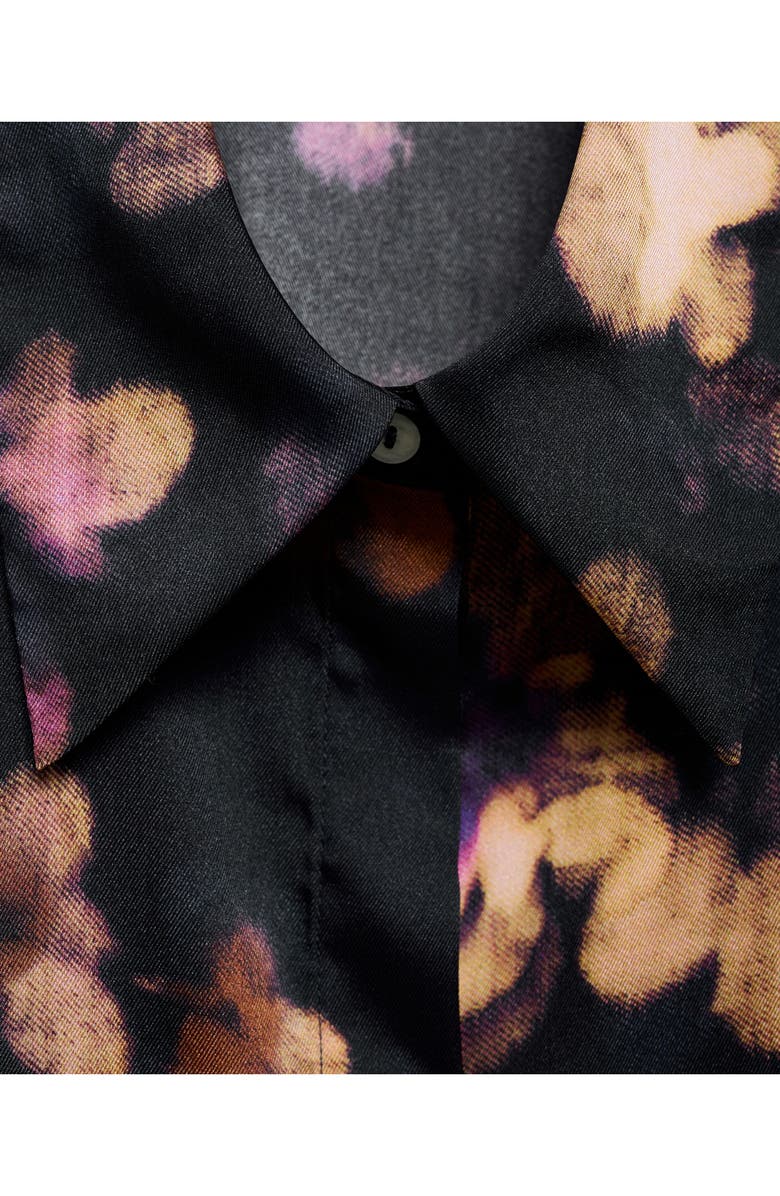 MANGO Abstract Print Satin Button-Up Shirt, Alternate, color,