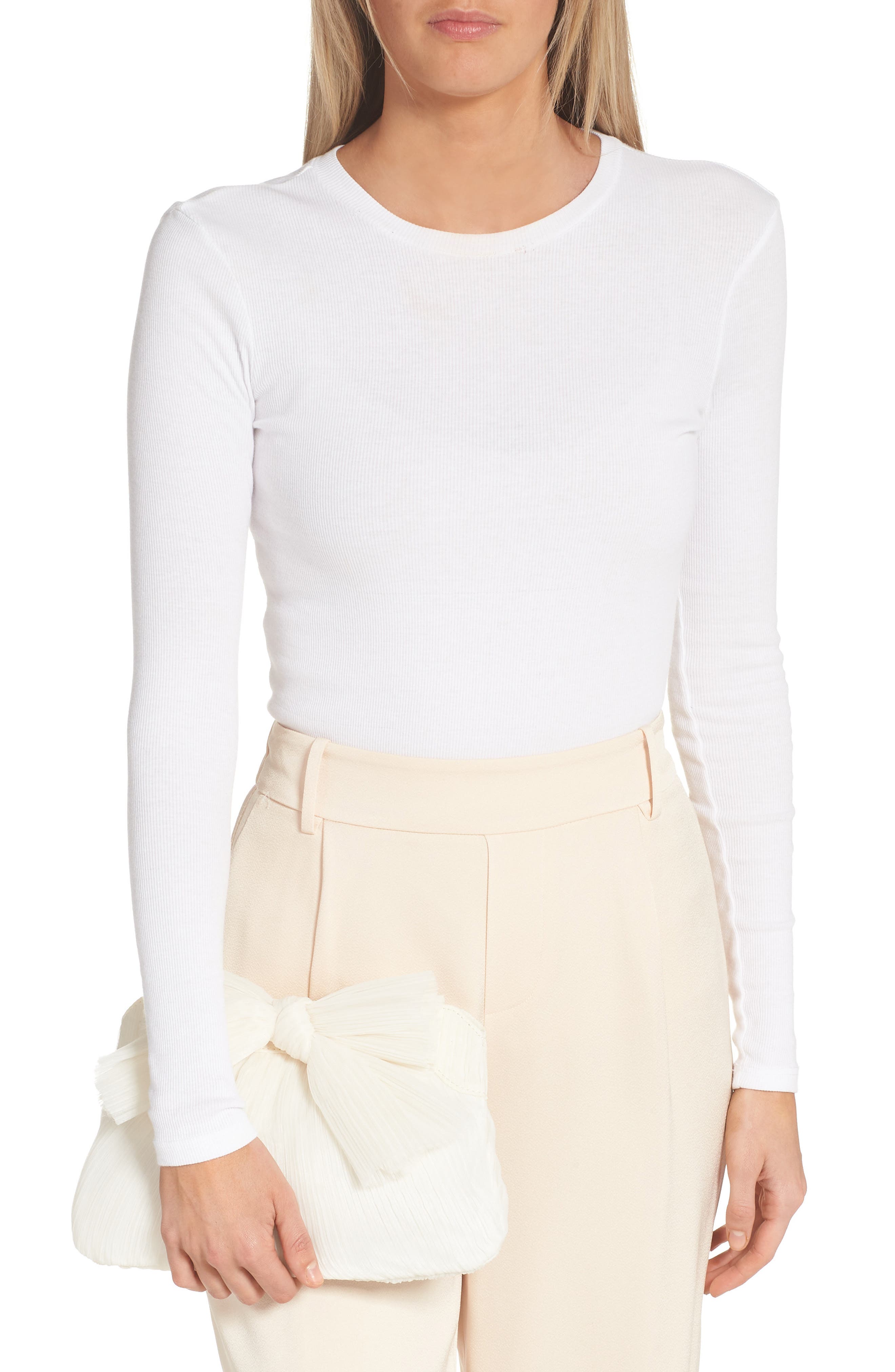 Loeffler Randall Rayne Plissé Clutch, Alternate, color, Pearl