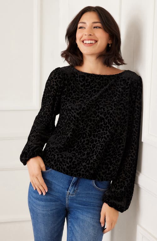 Karen Kane Leopard Spot Velvet Burnout Top In Brown