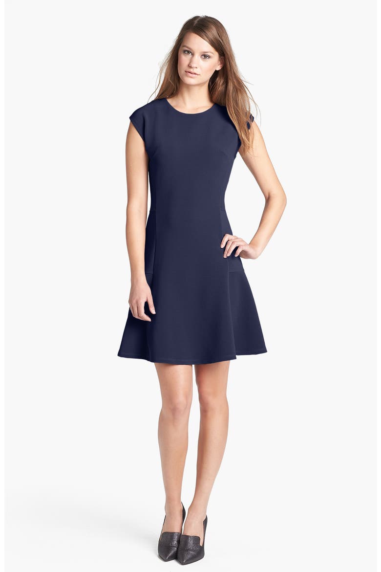 Ottoman Knit Fit & Flare Dress, Alternate, color, NAVY PEACOAT