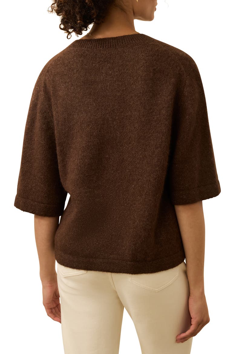Apres Elbow Sleeve Alpaca & Pima Cotton Cardigan, Alternate, color, WALNUT BROWN