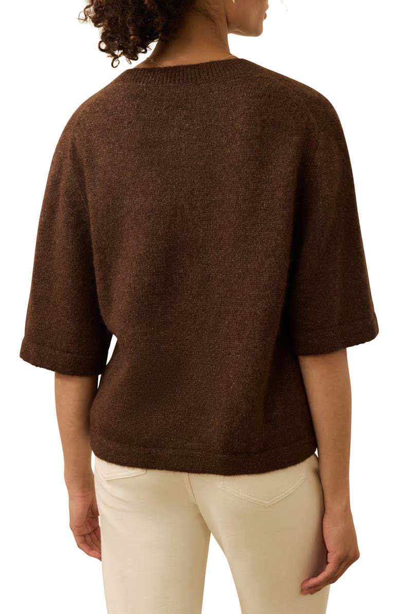 Faherty Apres Elbow Sleeve Alpaca & Pima Cotton Cardigan, Alternate, color, Walnut Brown
