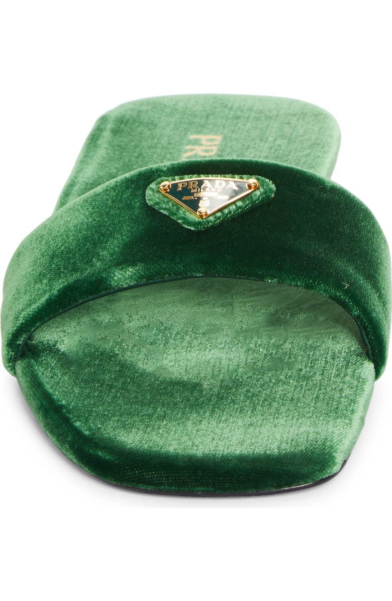 Prada Logo Velvet Slide Sandal, Alternate, color,