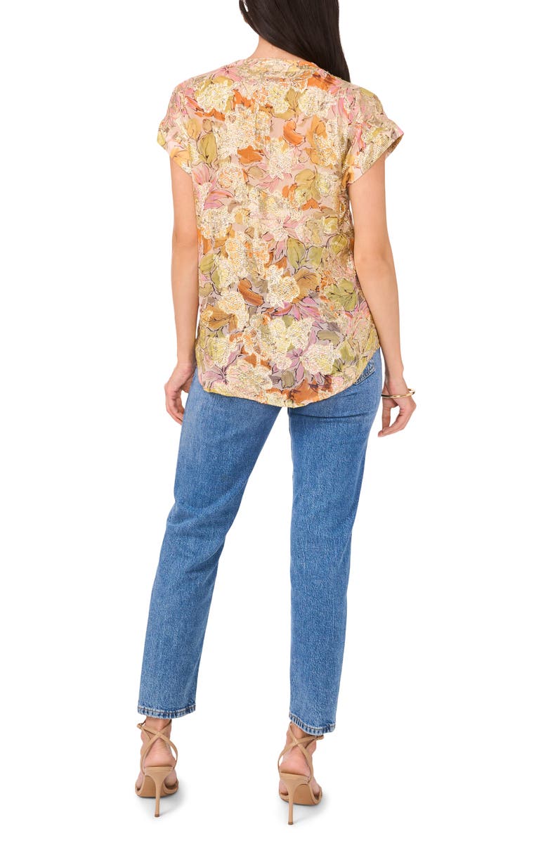 Vince Camuto Print Metallic Top, Alternate, color, Crushed Orange