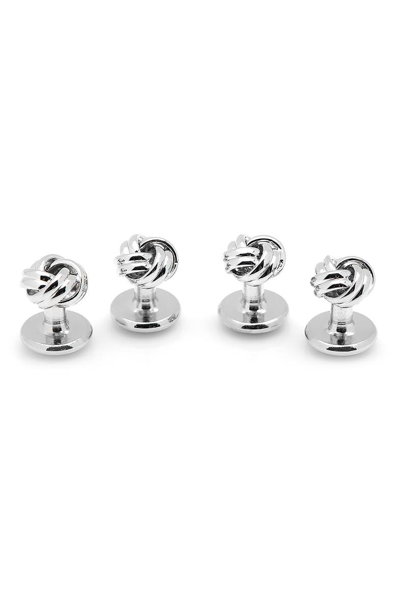 Silver Knot Shirt Studs, Main, color, METALLIC SILVER