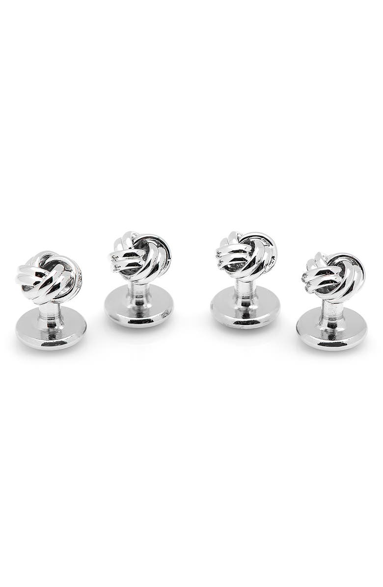 Cufflinks, Inc. Silver Knot Shirt Studs, Main, color, Metallic Silver