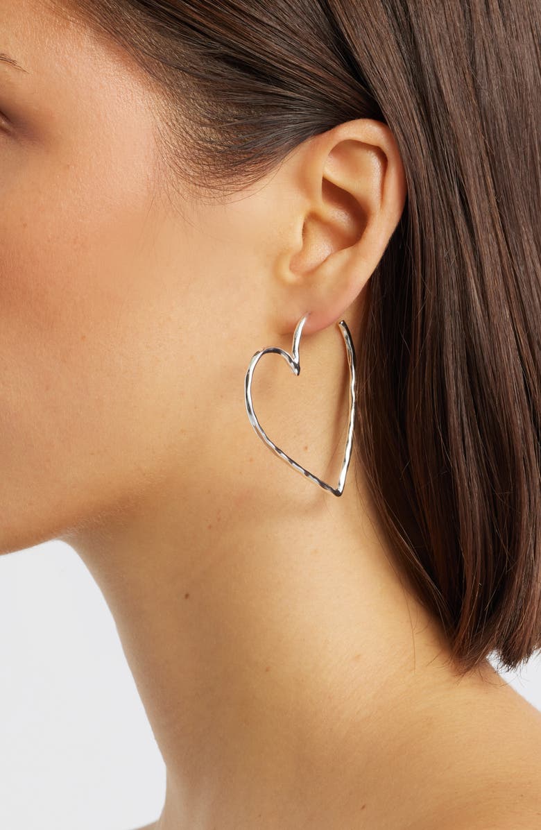 NEST Jewelry Hammered Heart Hoop Earrings, Alternate, color, Silver