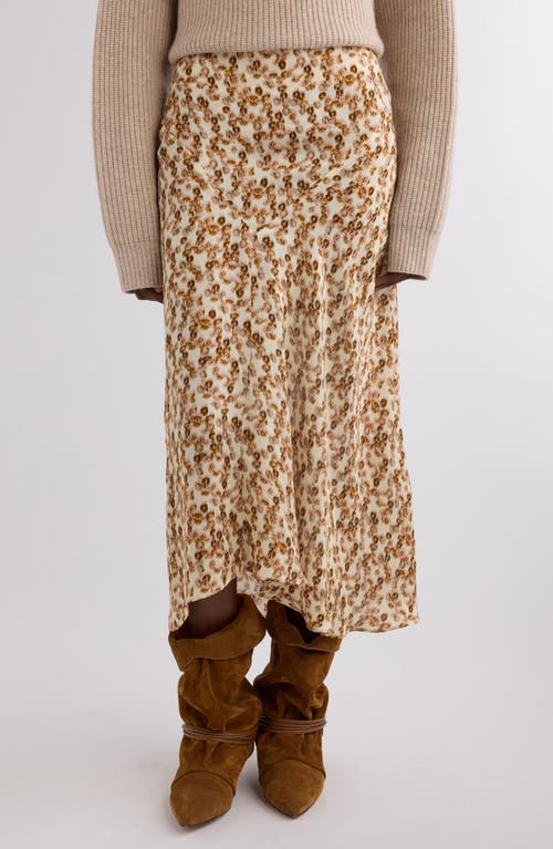 Isabel Marant Lisanne Abstract-print Silk Midi Skirt In Neutral