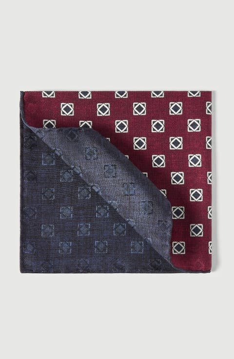 Silk geometric pattern pocket square