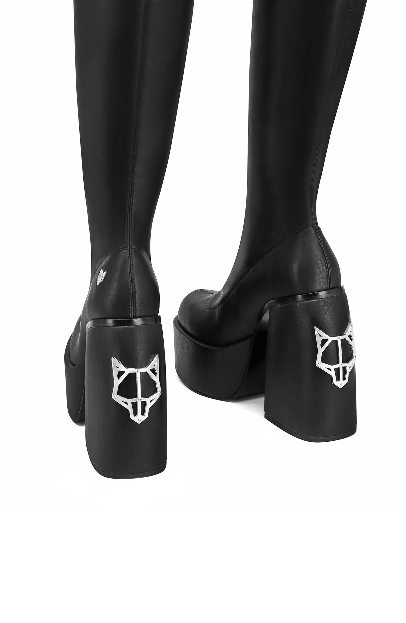 Spice Platform Tall Boot, Alternate, color, BLACK STRETCH