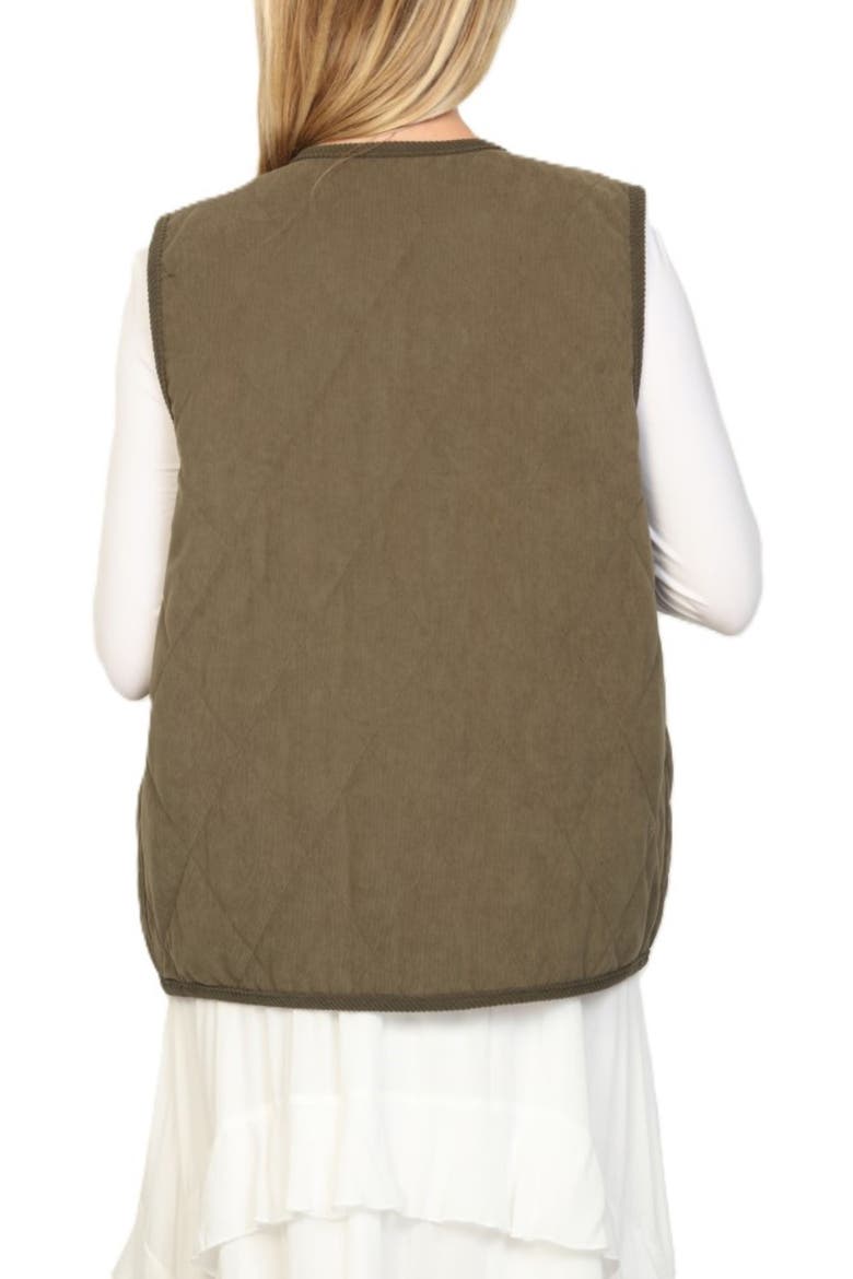 Diamond Quilted Baby Cord Vest, Alternate, color, OLIVE