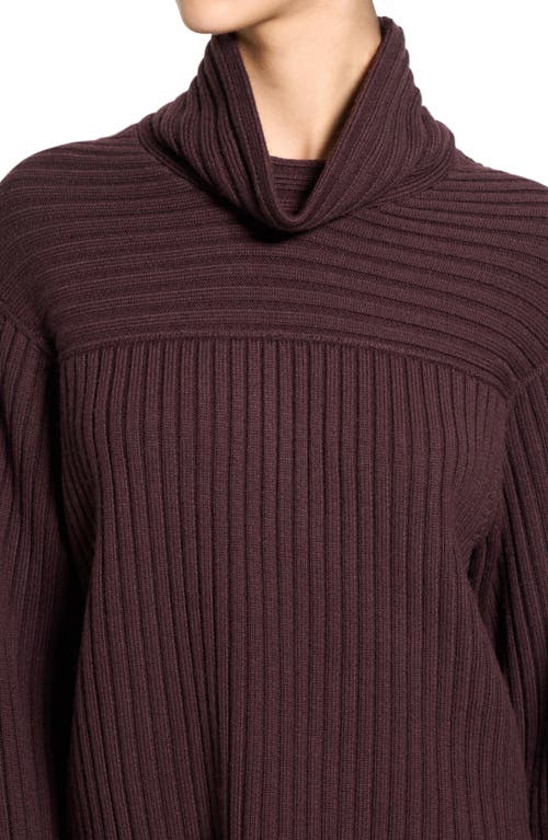 Theory Directional Rib Cowl Neck Merino Wool Sweater In Purple