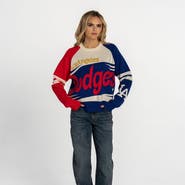 THE WILD COLLECTIVE Women's The Wild Collective  Royal/Cream Los Angeles Dodgers Boxy Jacquard Sweater