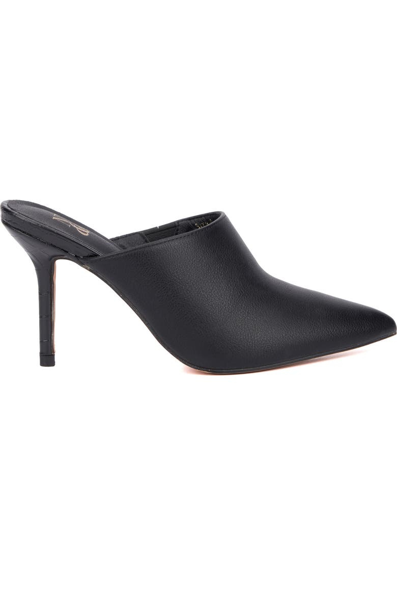 NEW YORK AND COMPANY Carlette Snake Embossed Heeled Mule, Alternate, color, Black Croc