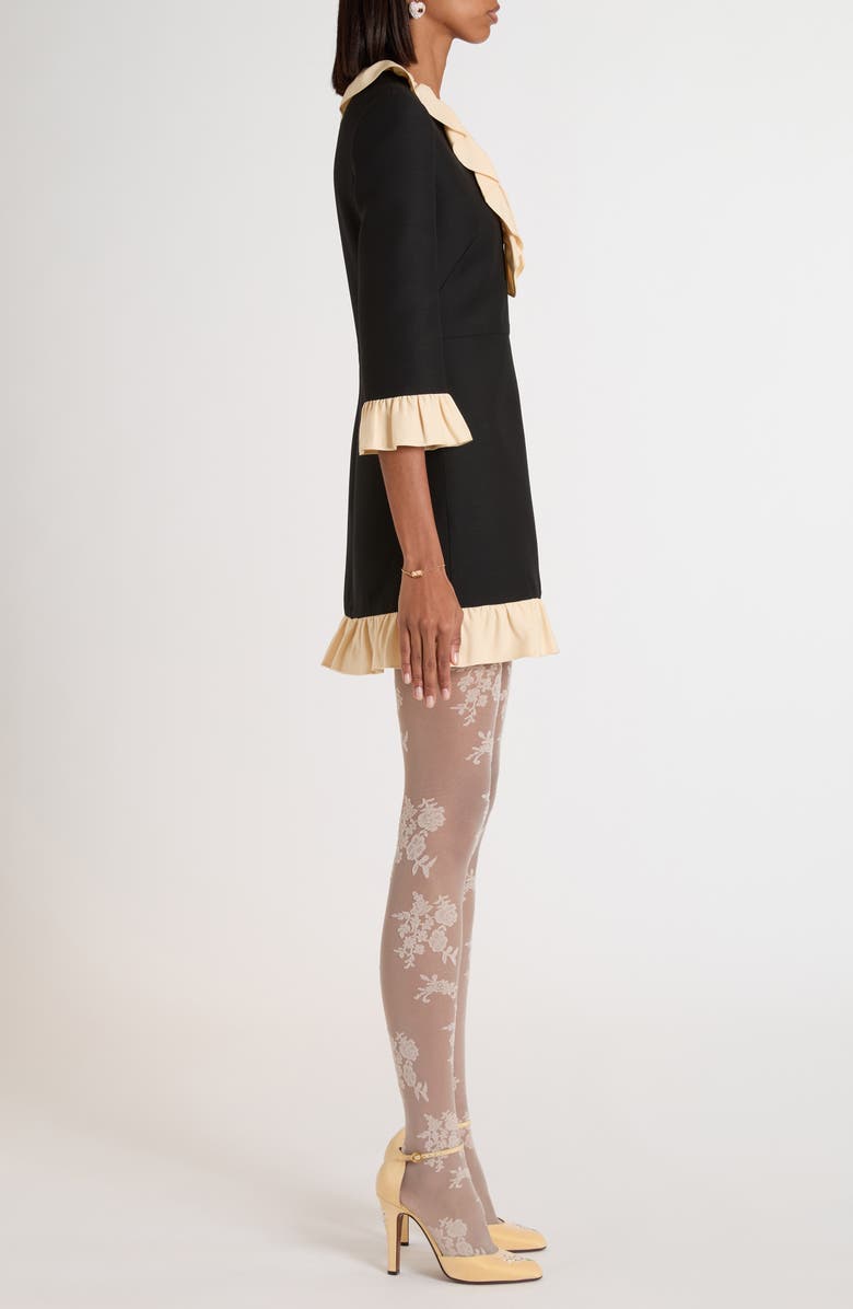 Valentino Garavani Ruffle Trim Crepe Couture Minidress, Alternate, color, Light Hazelnut Black